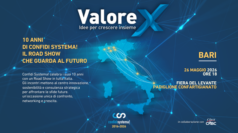 Bari, 26 maggio: ultima tappa di “Valore X – Idee per crescere insieme”